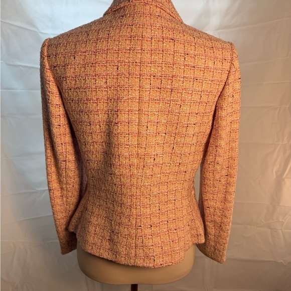 Ann Taylor Petites Pink and Cream Blazer Tailored Tweed - Picture 4 of 7